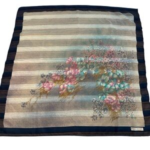 Vintage Franco Laurenti Floral Stripe Square Scarf